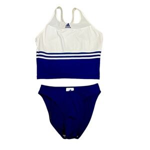 Adidas Blue and White Two Piece Swim Suit